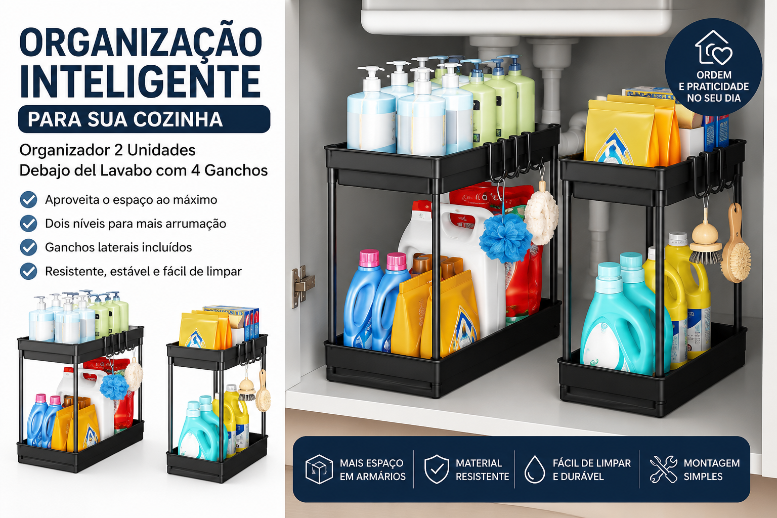 Organizador para Debaixo do Lava-Loiça: A Solução Inteligente para Ganhar Espaço e Organizar a Casa