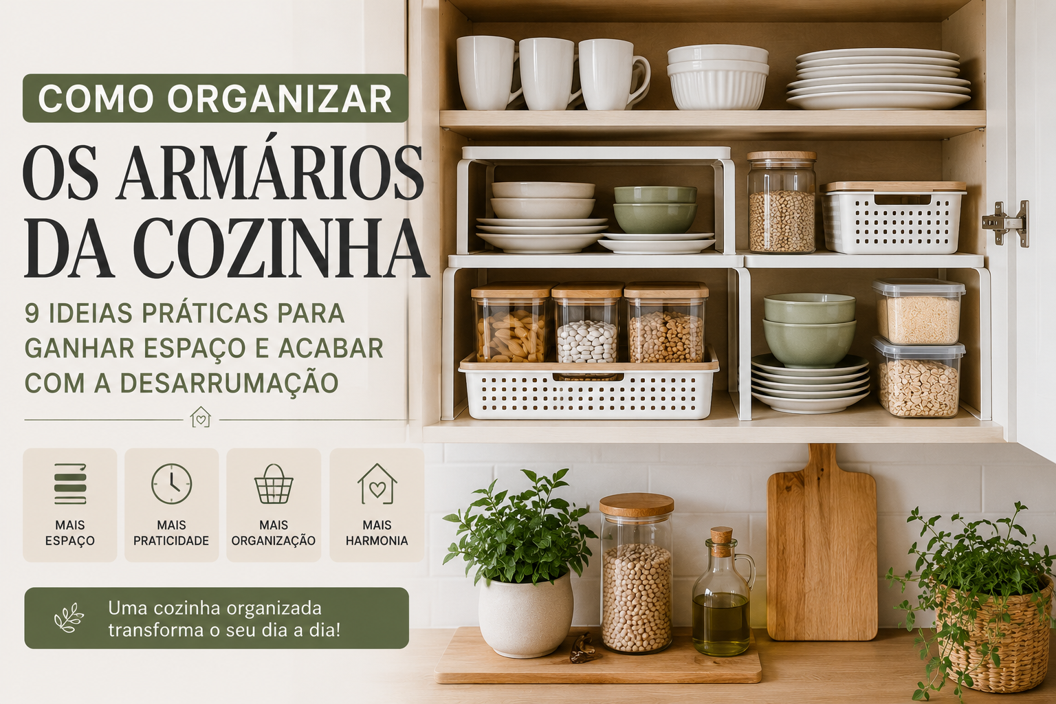 Como Organizar os Armários da Cozinha: 9 Ideias Para Ganhar Espaço e Acabar com a Desarrumação