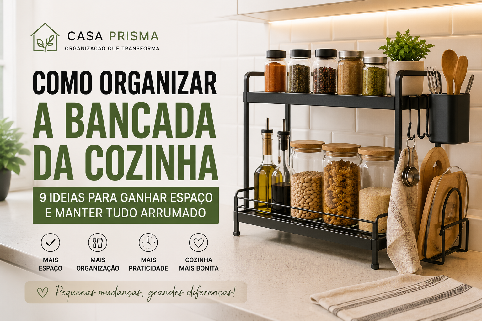 Como Organizar a Bancada da Cozinha: 9 Ideias Para Ganhar Espaço e Manter Tudo Arrumado